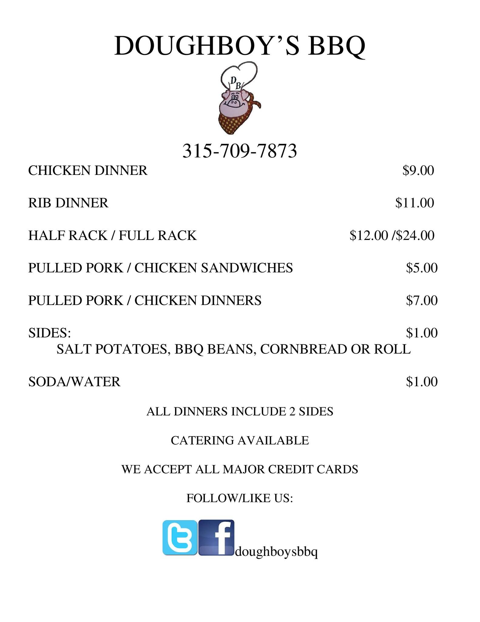 Doughboy’s BBQ Menu, Menu for Doughboy’s BBQ, Yorkville, Utica