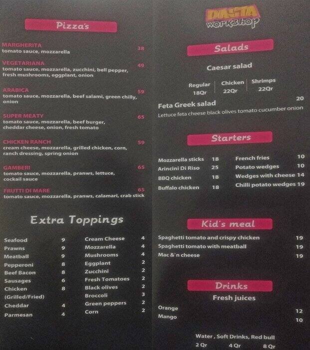 Pasta Menu, Menu for Pasta Umm Salal Mohammed, Doha Zomato Qatar