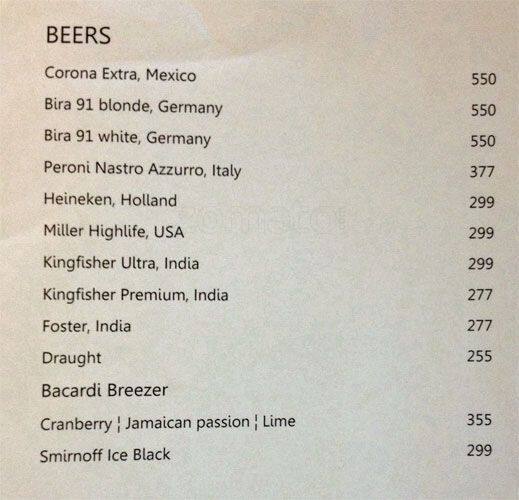 Obsidian Sports Bar menu