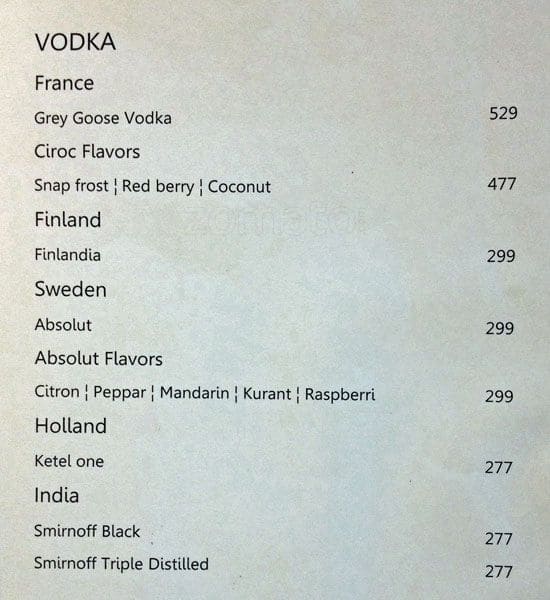 Obsidian Sports Bar menu