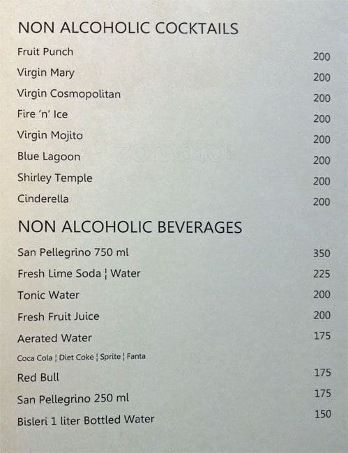 Obsidian Sports Bar menu