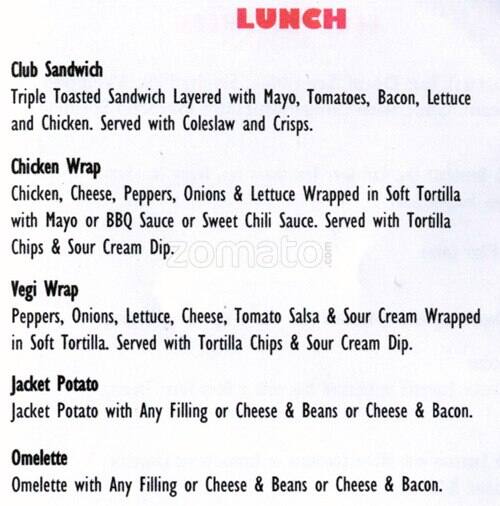 Menu at The Tea Cosy cafe, Upminster, 83 Corbets Tey Rd