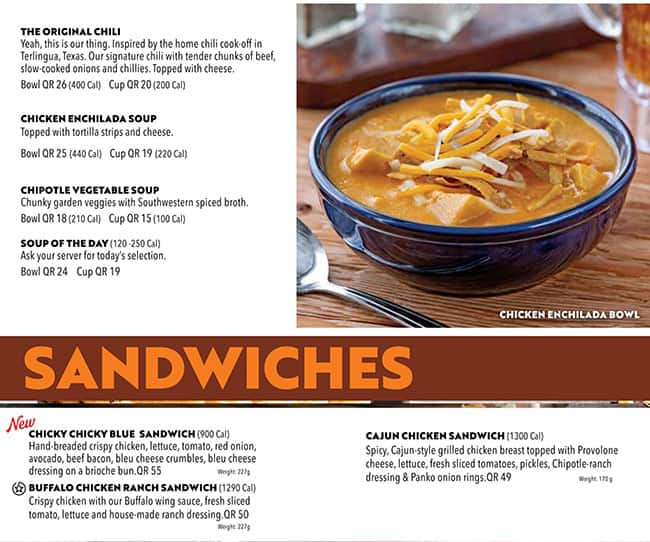 Chili's menu