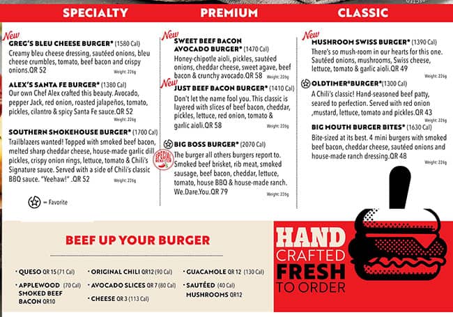 Chili's menu