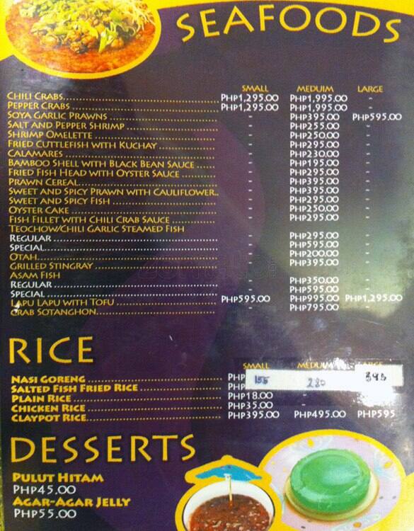 Carta de Sir Raffles Food House