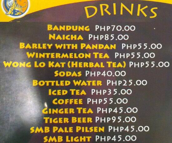 Carta de Sir Raffles Food House