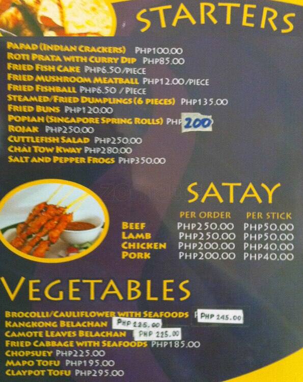 Carta de Sir Raffles Food House