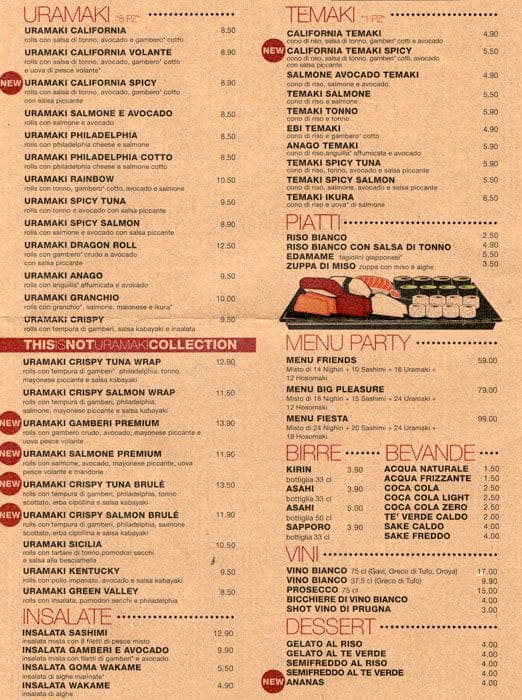 Menu di This Is Not a Sushi Bar Conca 