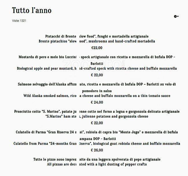 Menu di In Fucina 