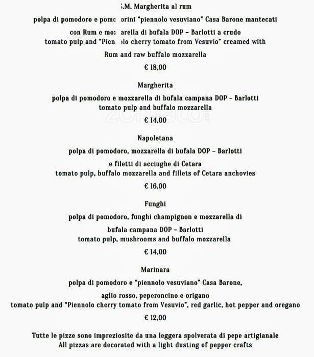 Menu di In Fucina 