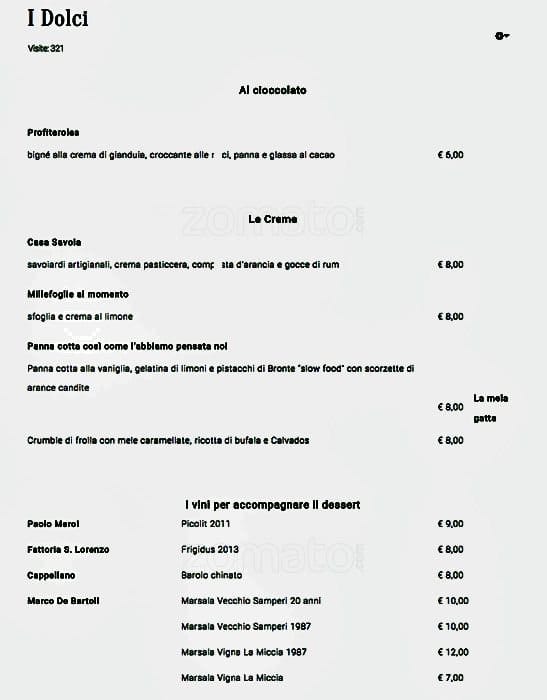 Menu di In Fucina 
