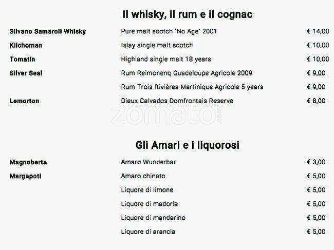Menu di In Fucina 