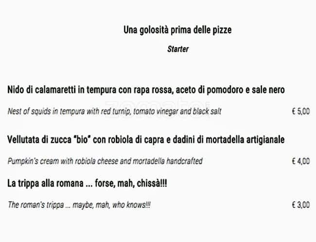 Menu di In Fucina 