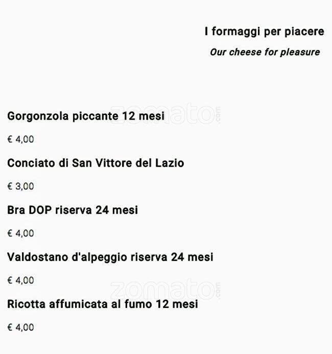 Menu di In Fucina 