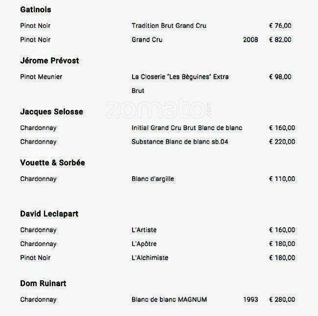 Menu di In Fucina 