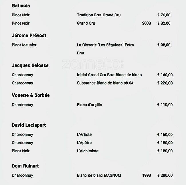 Menu di In Fucina 
