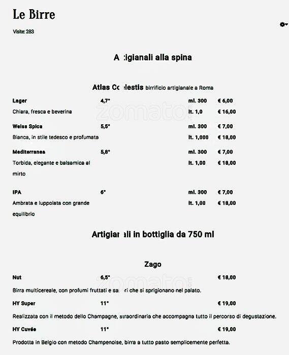 Menu di In Fucina 