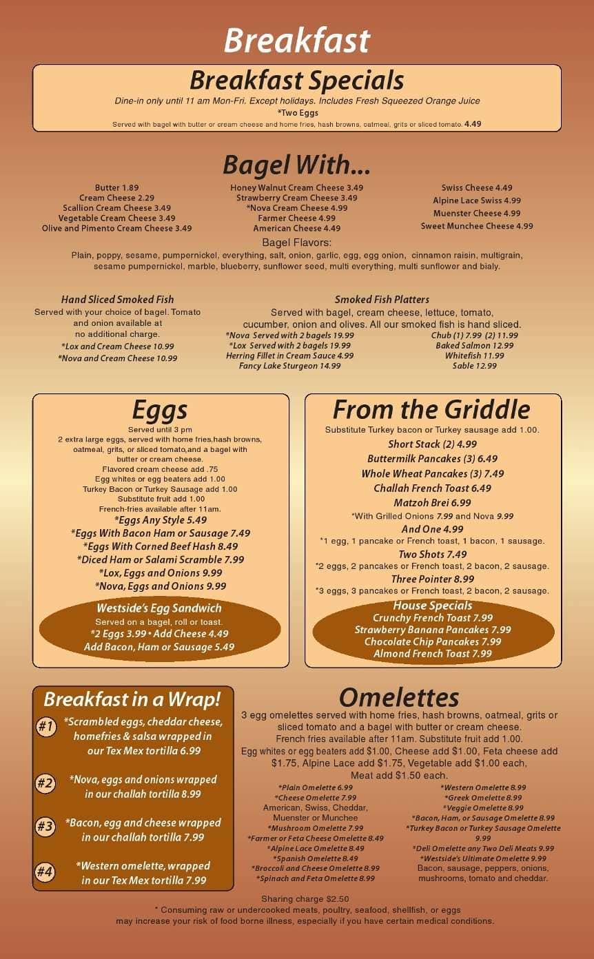 Mitch's Westside Bagels Too Menu Urbanspoon/Zomato