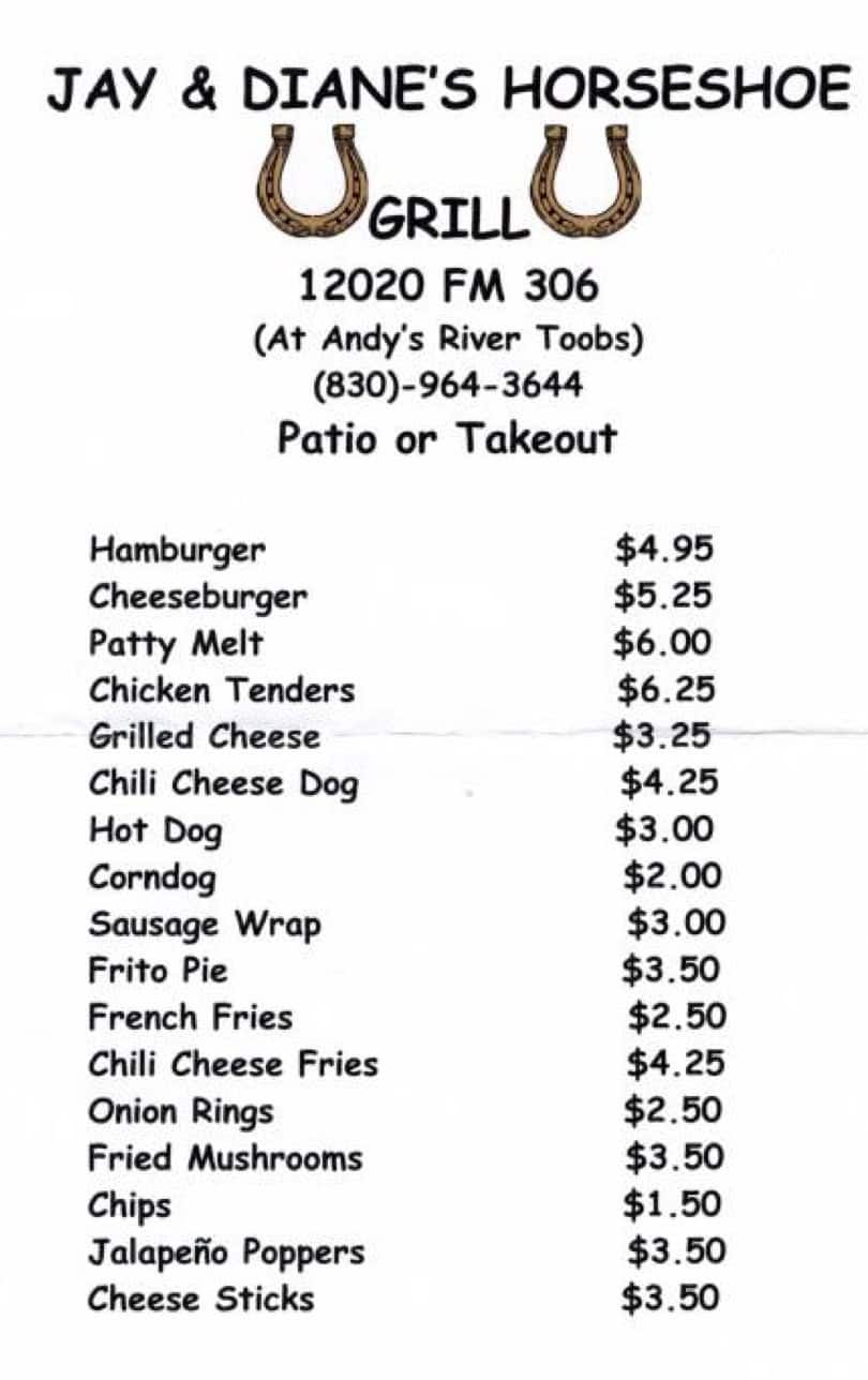 Jay and Diane's Horseshoe Grill Menu Urbanspoon/Zomato