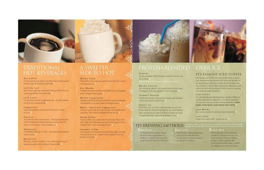 Pj S Coffee Tea Menu Menu For Pj S Coffee Tea Covington New Orleans