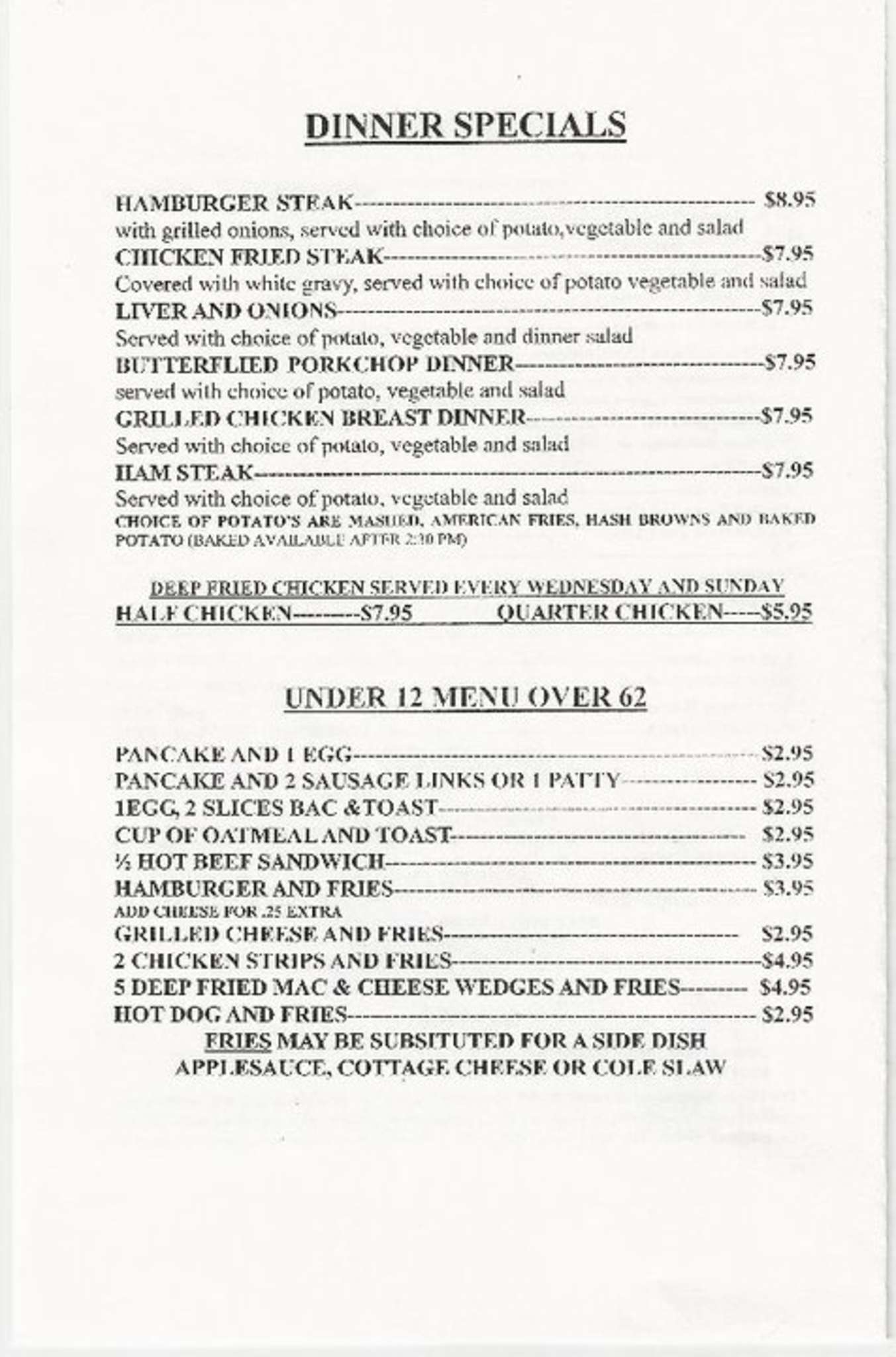 Menu at Mel's Cafe, East Peoria, 520 Bloomington Rd