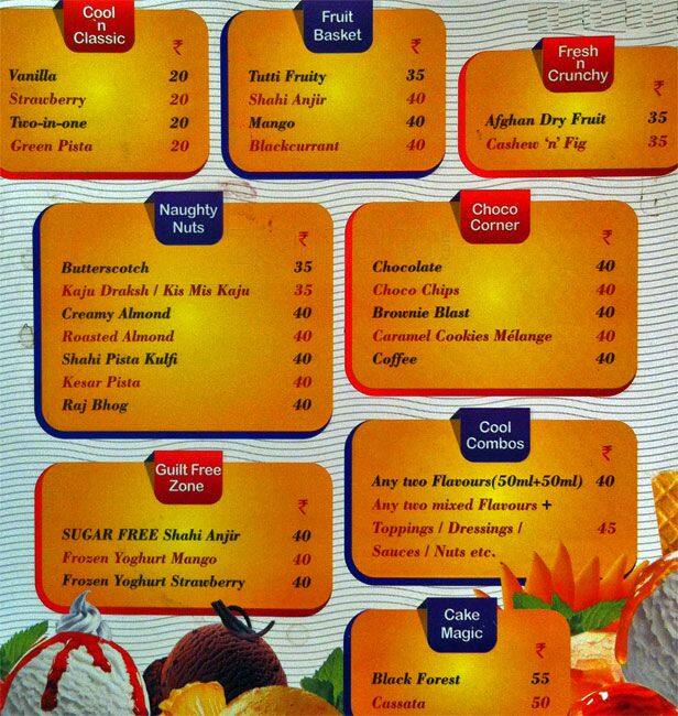 Amul Ice Cream Parlour Menu, Menu for Amul Ice Cream Parlour