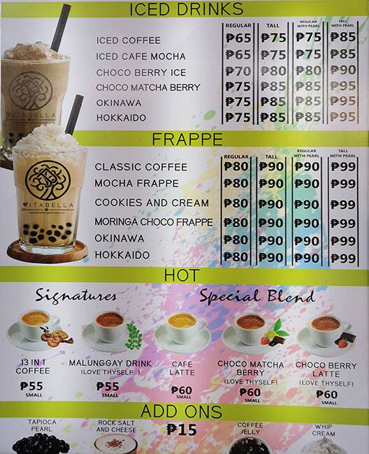 Menu for Vita Bella, Tondo, Manila