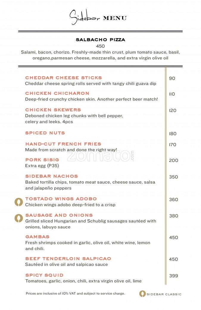 Menu at Sidebar, Pasig, El Pueblo Real De Manila