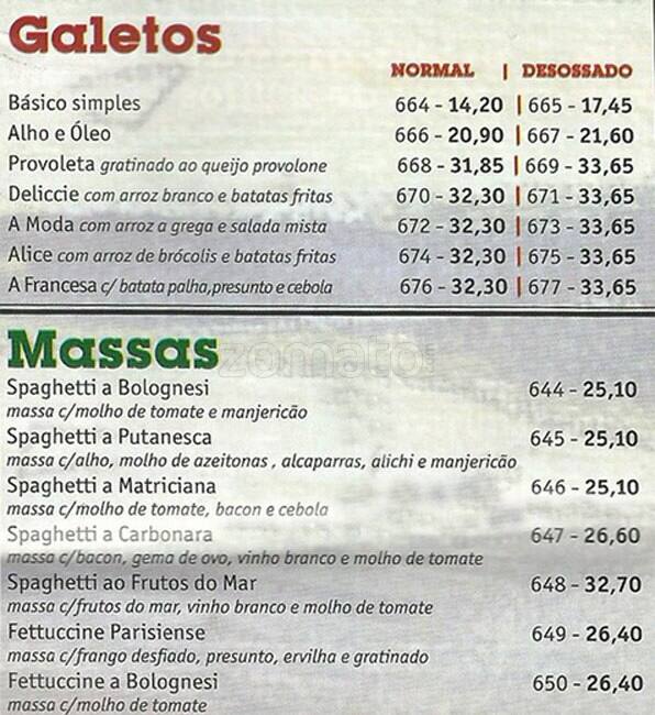 Deliccie Restaurante cardápio