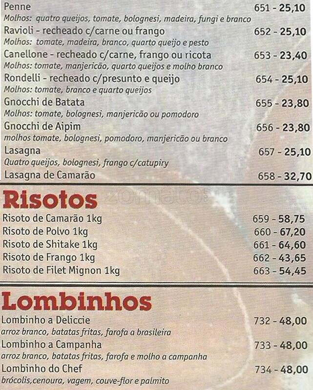 Deliccie Restaurante cardápio