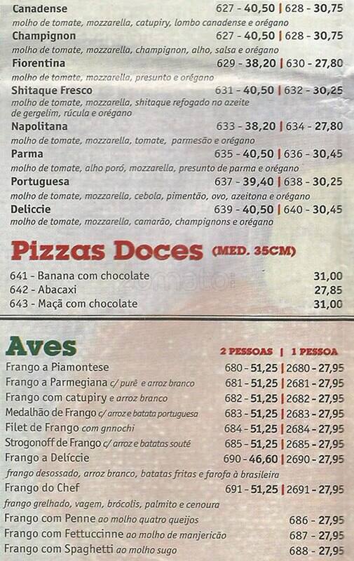 Deliccie Restaurante cardápio