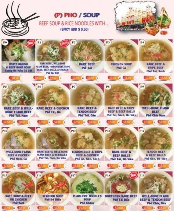 Menu de Pho Tan Dinh