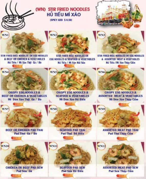 Menu de Pho Tan Dinh