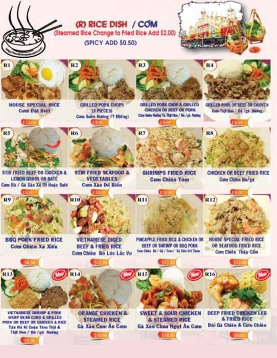 Menu de Pho Tan Dinh