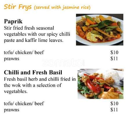 Padi Kitchen menu