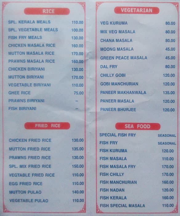 Society Restaurant menu