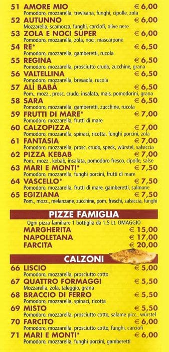 Menu di Pizzeria kebab Al Vascello 