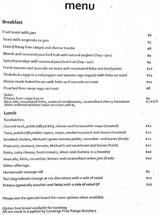 The Quartermaster's Store Menu Urbanspoon/Zomato