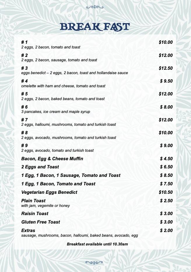 Menu at Doug