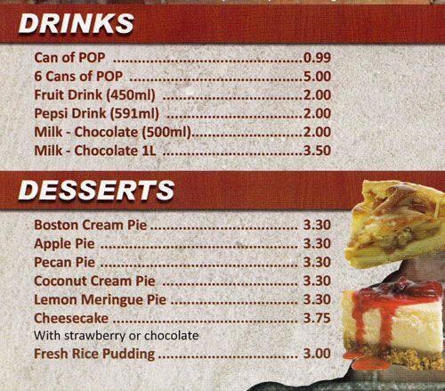 Eating Place menu