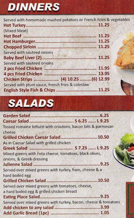 Eating Place menu
