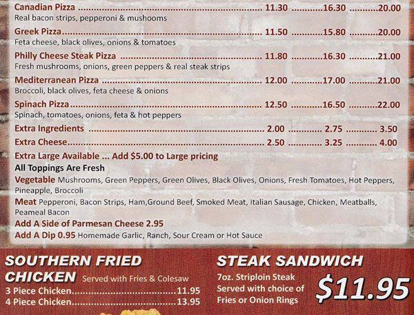 Eating Place menu