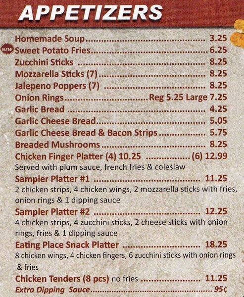 Eating Place menu