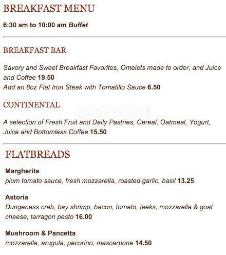 Bistro 921 menu