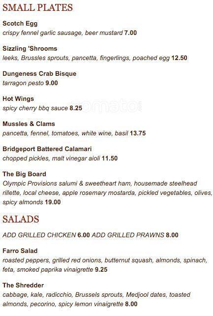 Bistro 921 menu