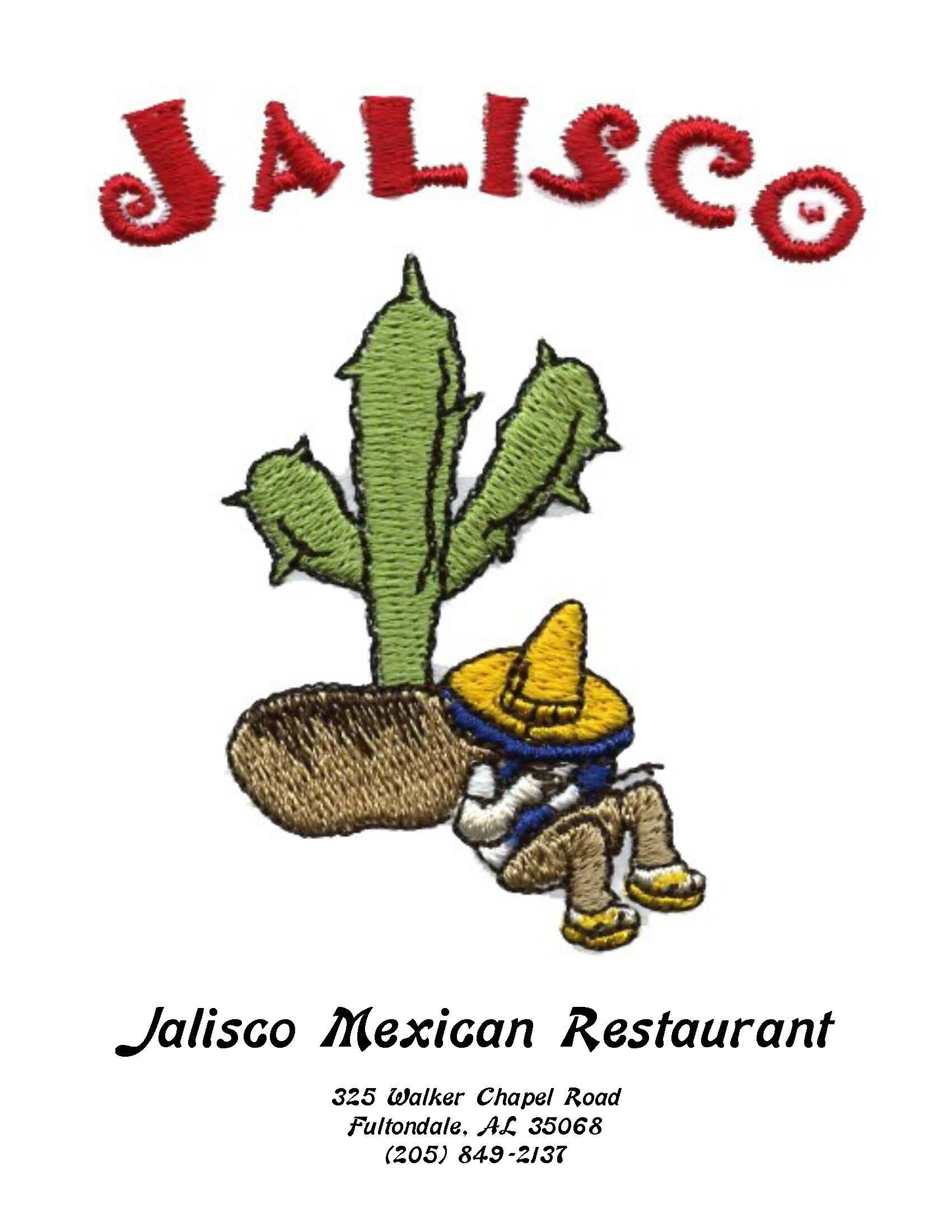 Menu at Jalisco Mexican Restaurant, Fultondale