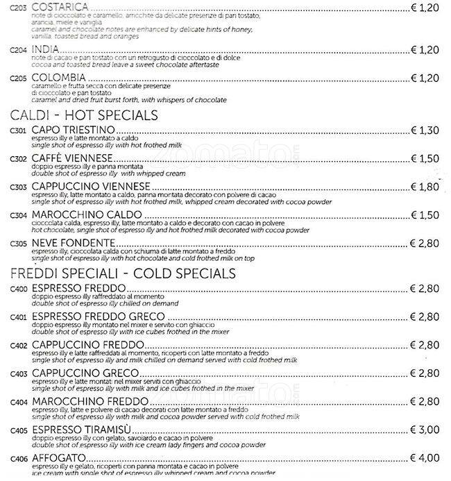 Menu di Illy 