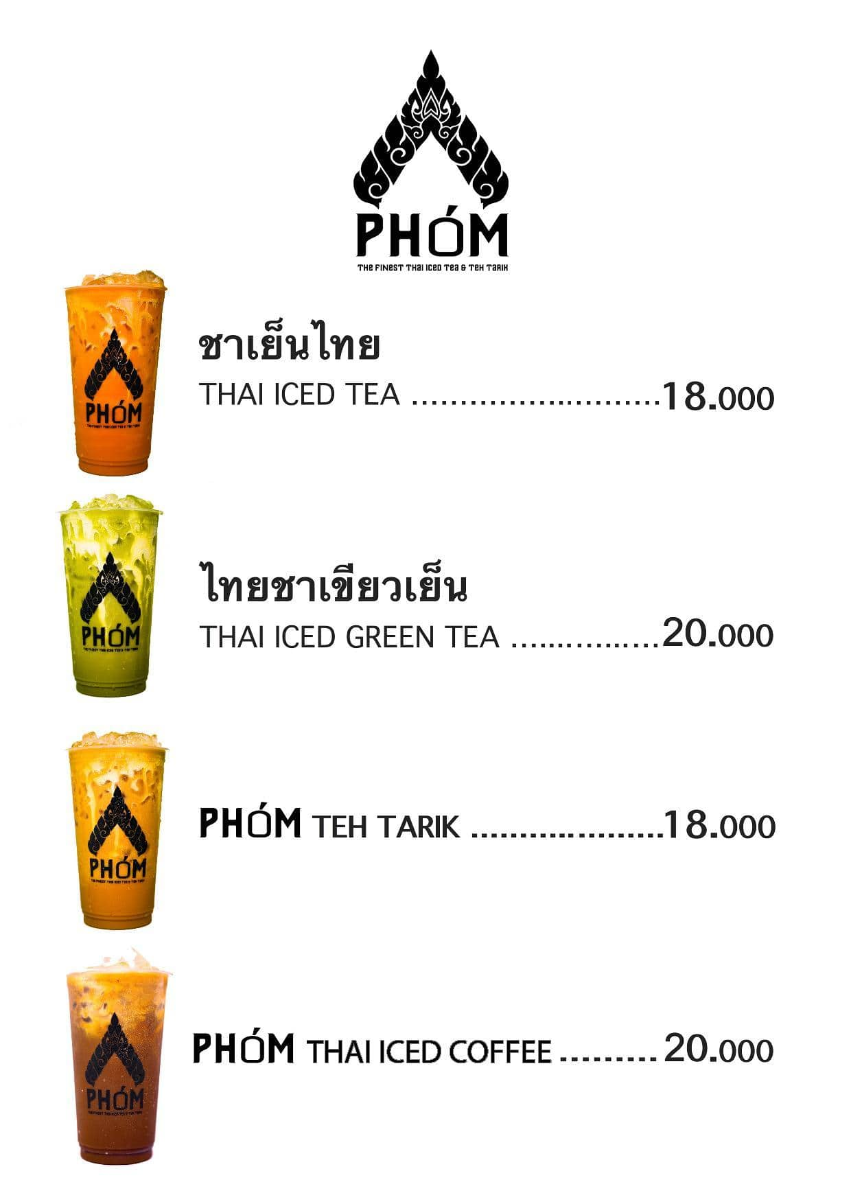 Phom Thai Tea Menu Menu For Phom Thai Tea Tanjung Duren