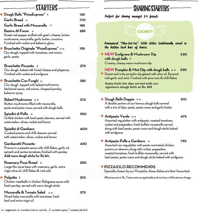 PizzaExpress Menu, Menu for PizzaExpress, Vasant Kunj, New Delhi Zomato