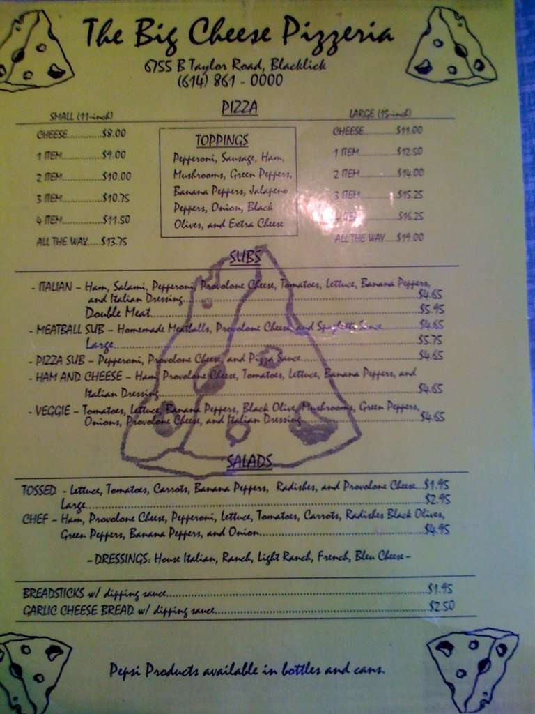 Big Cheese Pizzeria Menu, Menu for Big Cheese Pizzeria, Blacklick ...